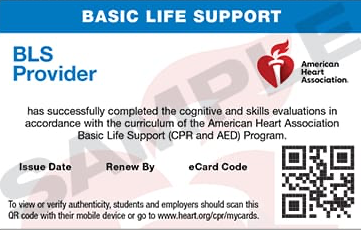 bls course completion card
