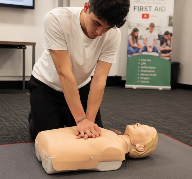 cpr practicing in the training room